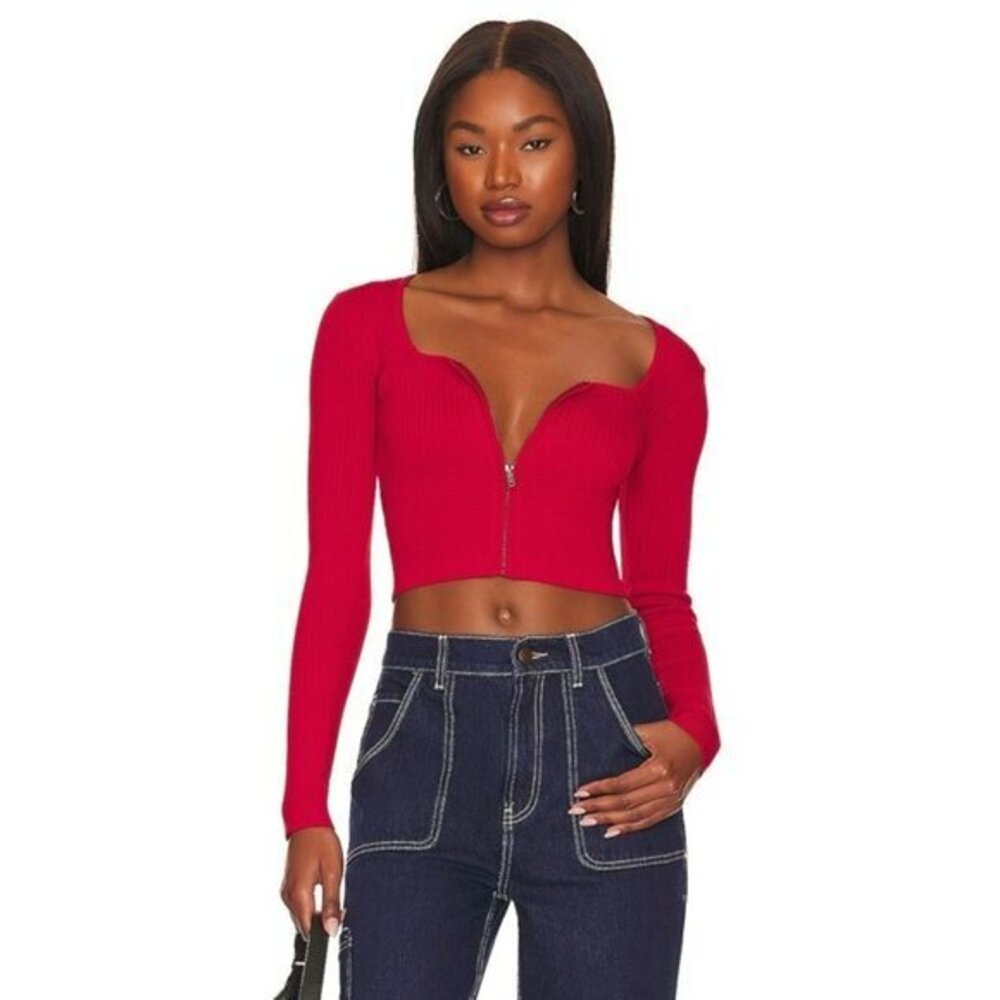 ALL THE WAYS Victoria Bustier Crop Top in Red